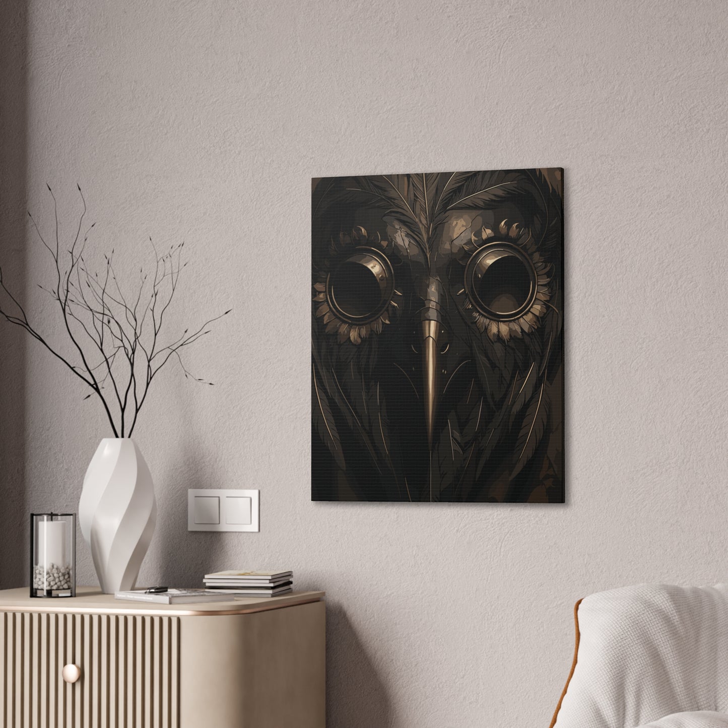 Raven’s Visage | Plague Doctor Stretched Canvas Art