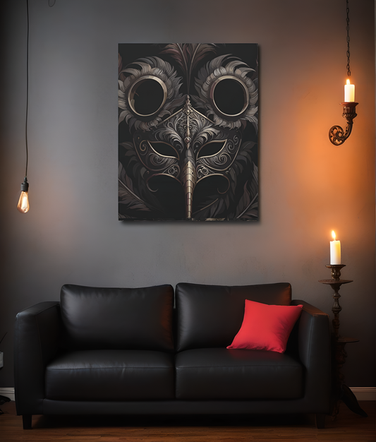 The Hollow Gaze | Plague Doctor Stretched Canvas Art